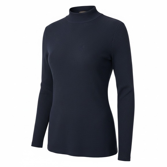 Matty M Tops - Matty M Ladies Mock Neck Long sleeve Top Navy Medium Knit Soft‎ Comfort Cozy